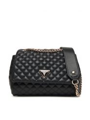 Guess Torebka Everlee HWQG86 79210 Czarny. Czarne torebki do ręki damskie Guess, z aplikacjami, ze skóry, wizytowe, bez dodatków. Za 449.99 zł.