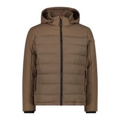 Kurtka z kapturem CMP. Brązowe kurtki męskie CMP, bez wzorów, z puchu, z kapturem. W wyprzedaży za 538.99 zł.