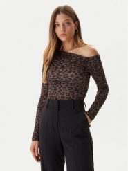 Guess Bluzka W5BP08 K1492 Brązowy Slim Fit. Brązowe bluzki damskie Guess, xl, z aplikacjami, z syntetyku, bez kołnierzyka, bez ramiączek. Za 295.00 zł.