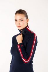 Sweter turystyczny damski Woolona 100% Merino. Niebieskie swetry damskie WOOLONA, na zimę, l, bez wzorów, z materiału, biznesowe, bez kołnierzyka, bez ramiączek, długie, bez kaptura. Za 648.00 zł.