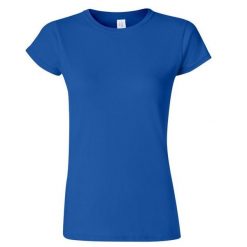 Koszulka Damska Krótki Rękaw Soft Style. Niebieskie koszulki sportowe damskie Gildan, xl, bez wzorów, bez kołnierzyka, bez ramiączek, trekkingowe. Za 28.99 zł.
