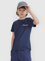 4F T-shirt regular z nadrukiem chłopięcy - szary 146 (10-11 lat). Szare t-shirty dla chłopców 4f, bez wzorów, z bawełny, bez ramiączek. W wyprzedaży za 19.99 zł.