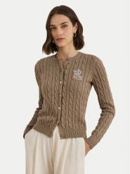 LAUREN RALPH LAUREN Kardigan 200932225012 Brązowy Slim Fit. Brązowe kardigany damskie Lauren Ralph Lauren, xl, bez wzorów, z bawełny, bez kołnierzyka, bez ramiączek, bez kaptura. Za 839.99 zł.