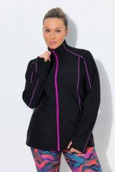 Damskie Bluza funkcyjna hydrofobowa stójka. Czarne bluzy damskie Ulla Popken, plus size, bez wzorów, z elastanu, bez kaptura. Za 389.99 zł.