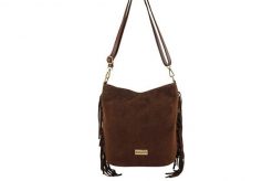Zamszowa torebka boho z frędzlami - Brązowa. Brązowe torebki shopper damskie Barberinis, bez wzorów, z jeansu, biznesowe, na ramię, małe, zamszowe, bez dodatków. Za 217.99 zł.