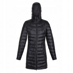 Płaszcz turystyczny przejściowy damski Andel III Regatta pikowany. Czarne kurtki damskie Regatta, l, bez wzorów, z puchu, sportowe, bez kaptura. W wyprzedaży za 319.50 zł.