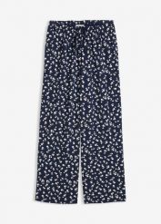 Spodnie z dżerseju z fakturą. Niebieskie spodnie materiałowe dla dziewczynek bonprix, na lato, bez wzorów, z dżerseju. Za 62.99 zł.