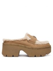 Guess Klapki FLFBRI ESU06 Beżowy. Brązowe klapki damskie Guess, z aplikacjami, ze skóry, bez obcasa. Za 509.99 zł.