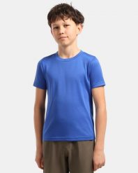 Chłopięca koszulka techniczna Kilpi DIMA-JB. Niebieskie t-shirty dla chłopców Kilpi, bez wzorów, z materiału, bez ramiączek. Za 91.56 zł.