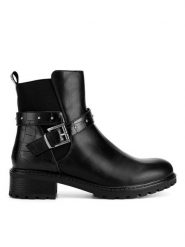 Clara Barson Botki WS2971-35 Czarny. Czarne botki damskie Clara Barson, ze skóry, bez obcasa, na płaskiej podeszwie, bez zapięcia. Za 159.99 zł.