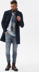 Ombre Płaszcz męski C501 - granatowy M. Niebieskie płaszcze męskie Ombre, m, bez wzorów, bez kaptura. Za 499.99 zł.