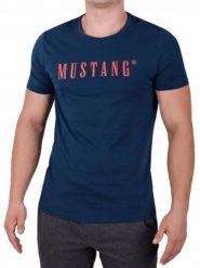 Koszulka Męska Mustang Sportowa Bawełniana. Niebieskie koszulki sportowe męskie Mustang, m, bez wzorów, z bawełny, bez kołnierzyka, bez ramiączek. Za 69.00 zł.