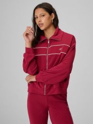 4F Bluza dresowa loose bez kaptura damska - burgundowa L. Czerwone bluzy damskie 4f, l, bez wzorów, z dresówki, bez kaptura. Za 199.99 zł.