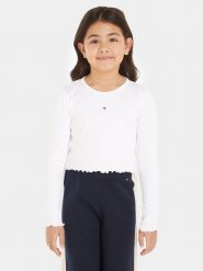Tommy Hilfiger Bluzka Essential KG0KG07595 Biały Regular Fit. Białe t-shirty i topy dla dziewczynek Tommy Hilfiger, bez wzorów, z bawełny, bez ramiączek. Za 89.99 zł.