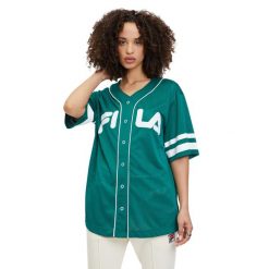 Koszulka damska FILA Latalia. Zielone koszulki sportowe damskie Fila, m, bez wzorów, z materiału, bez kołnierzyka, bez ramiączek. Za 119.99 zł.