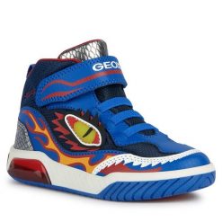 Sneakersy Geox. Niebieskie półbuty chłopięce Geox, bez wzorów, bez zapięcia. Za 259.99 zł.