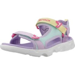 Sandały GARVALIN 262770G Fioletowy. Fioletowe sandały damskie Garvalin, bez wzorów, z materiału, bez obcasa, bez zapięcia. Za 152.99 zł.