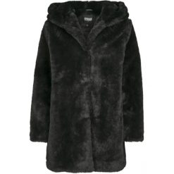 Parka damska w dużych rozmiarach Urban Classic hooded teddy coat. Czarne kurtki damskie Urban Classics, na zimę, bez wzorów, z kapturem. Za 382.90 zł.