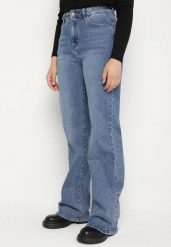 Niebieskie Jeansy z Wiskozą z Wysokim Stanem i Szerokimi Nogawkami Isozela. Niebieskie jeansy damskie Born2be, z podwyższonym stanem, plus size. Za 139.99 zł.