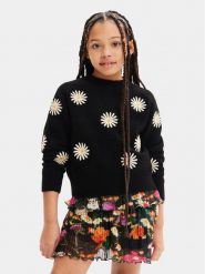 Desigual Sweter 23WGJF01 Czarny Regular Fit. Czarne swetry dla dziewczynek Desigual, bez wzorów, z syntetyku, bez kołnierzyka, bez ramiączek, bez kaptura. Za 509.99 zł.