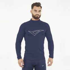 Koszulka termiczna treningowa IRONBOY LONG. Niebieskie koszulki sportowe męskie Legea, m, bez wzorów, bez kołnierzyka, bez ramiączek. W wyprzedaży za 88.50 zł.