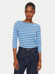Tommy Hilfiger Bluzka New Cody WW0WW40589 Niebieski Slim Fit. Niebieskie bluzki damskie Tommy Hilfiger, xs, bez wzorów, z bawełny, bez kołnierzyka, bez ramiączek. Za 159.99 zł.