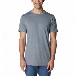 Koszulka Turystyczna Męska Columbia Tech Trail Graphic T-Shirt. Szare koszulki sportowe męskie Columbia, m, bez wzorów, bez kołnierzyka, bez ramiączek, trekkingowe. Za 174.99 zł.