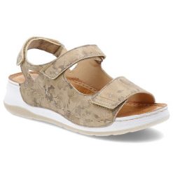 Sandały damskie Wasak, na wysokiej platformie skórzane we wzorki na rzepy wygodne, beżowe kwiatowe, 765. Brązowe sandały damskie Wasak, bez wzorów, bez obcasa, na koturnie, bez zapięcia. Za 219.00 zł.