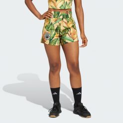 Szorty adidas x FARM Rio Pacer. Zielone obuwie sportowe damskie Adidas, bez wzorów, z materiału, sportowe, na fitness i siłownię, climacool (adidas). W wyprzedaży za 107.40 zł.
