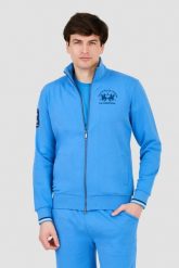 LA MARTINA Błękitna rozpinana bluza. Niebieskie bluzy męskie La Martina, m, bez wzorów, bez kaptura. W wyprzedaży za 599.99 zł.