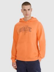 4F Bluza dresowa nierozpinana z kapturem męska - pomarańczowa XL. Brązowe bluzy męskie 4f, m, bez wzorów, z bawełny, z kapturem. W wyprzedaży za 99.99 zł.