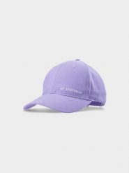 4F Czapka z daszkiem strapback damska - fioletowa M. Fioletowe czapki i kapelusze damskie 4f, na lato, bez wzorów, z bawełny, klasyczne. W wyprzedaży za 29.99 zł.