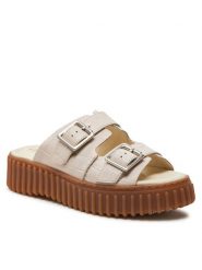 Clarks Klapki Torhill Slide 26176430 Beżowy. Brązowe klapki damskie Clarks, bez wzorów, ze skóry, bez obcasa. Za 359.99 zł.