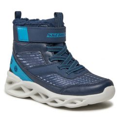Sneakersy Skechers. Niebieskie półbuty chłopięce Skechers, bez wzorów, bez zapięcia. Za 209.99 zł.