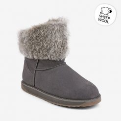 Damskie zimowe botki Coqui - szare, śródwysokie. Szare botki damskie Coqui, na zimę, bez obcasa, bez zapięcia. Za 276.99 zł.