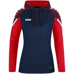 Damska bluza dresowa z kapturem Jako Performance. Czerwone bluzy sportowe damskie Jako, na zimę, bez wzorów, z dresówki, sportowe, bez kołnierzyka, bez ramiączek, z kapturem. Za 239.00 zł.