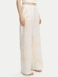Marella Spodnie materiałowe Kadiak 2513131212 Biały Wide Leg. Białe spodnie materiałowe damskie Marella, bez wzorów, ze lnu. Za 599.99 zł.