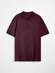 Bawełniana koszulka polo - bordowy. Czerwone koszulki polo męskie Sinsay, l, bez wzorów, z bawełny, bez ramiączek. Za 29.99 zł.