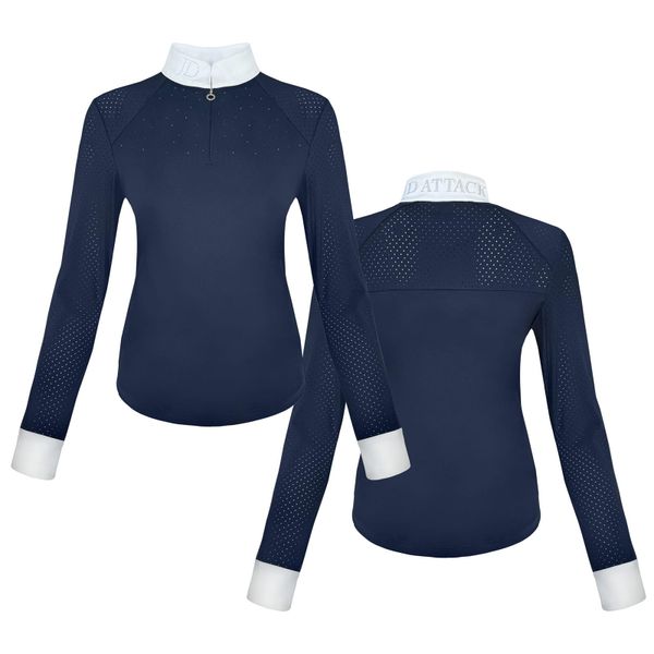 Koszula konkursowa JD ATTACK Jessy. Niebieskie koszule damskie JD ATTACK, l, z aplikacjami, z elastanu, eleganckie, bez kołnierzyka, bez ramiączek. Za 269.00 zł.