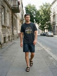 Szorty jeansowe loose jogger z efektem sprania - niebieski. Niebieskie szorty męskie Sinsay, bez wzorów, z jeansu. Za 49.99 zł.
