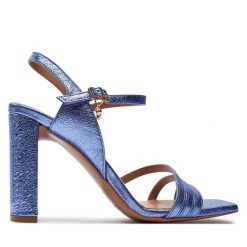Sandały R.Polański. Niebieskie sandały damskie R.Polański, bez wzorów, bez obcasa, na słupku, bez zapięcia. Za 339.99 zł.