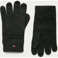 Tommy Hilfiger - Rękawiczki. Niebieskie rękawiczki męskie Tommy Hilfiger, bez wzorów. Za 179.90 zł.