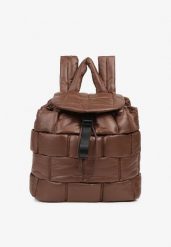 Brązowy Pikowany Plecak w Stylu Puffer z Klapą i Ściągaczem Ruvitte. Brązowe plecaki damskie Born2be, bez wzorów, z dzianiny. Za 149.99 zł.