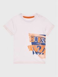 Guess T-Shirt I3GI00 K8HM0 Biały Regular Fit. Białe t-shirty dla chłopców Guess, z aplikacjami, z bawełny, bez ramiączek. Za 89.99 zł.