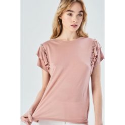 T-shirt z falbankami - Różowy. T-shirty damskie marki Sinsay. Za 19.99 zł.