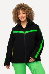Damskie Kurtka narciarska stretch wodoodporna 2-kierunkowy zamek błyskawiczny. Czarne kurtki damskie Ulla Popken, plus size, bez wzorów, z elastanu, z kapturem. Za 1,399.99 zł.