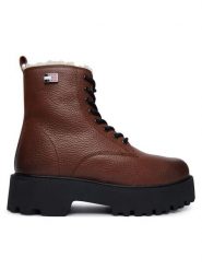 Tommy Jeans Trzewiki Tjw Platform Boots Wl EN0EN03159 Brązowy. Brązowe botki damskie Tommy Jeans, z jeansu, bez obcasa, na płaskiej podeszwie, bez zapięcia. Za 749.99 zł.