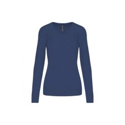 Damski sweter v-neck Kariban. Fioletowe swetry damskie KARIBAN, na zimę, bez wzorów, bez kołnierzyka, bez ramiączek, bez kaptura. Za 200.50 zł.