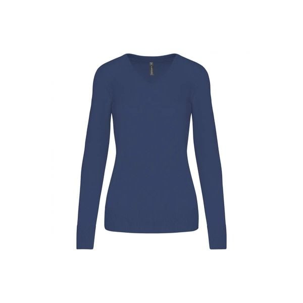 Damski sweter v-neck Kariban. Fioletowe swetry damskie KARIBAN, xs, bez wzorów, z bawełny, eleganckie, bez kołnierzyka, bez ramiączek, bez kaptura. Za 181.00 zł.