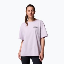 Koszulka trekkingowa damska Columbia Rolling Bend Graphic Oversized Tee. Fioletowe t-shirty damskie Columbia, bez wzorów, sportowe, bez kołnierzyka. Za 109.99 zł.